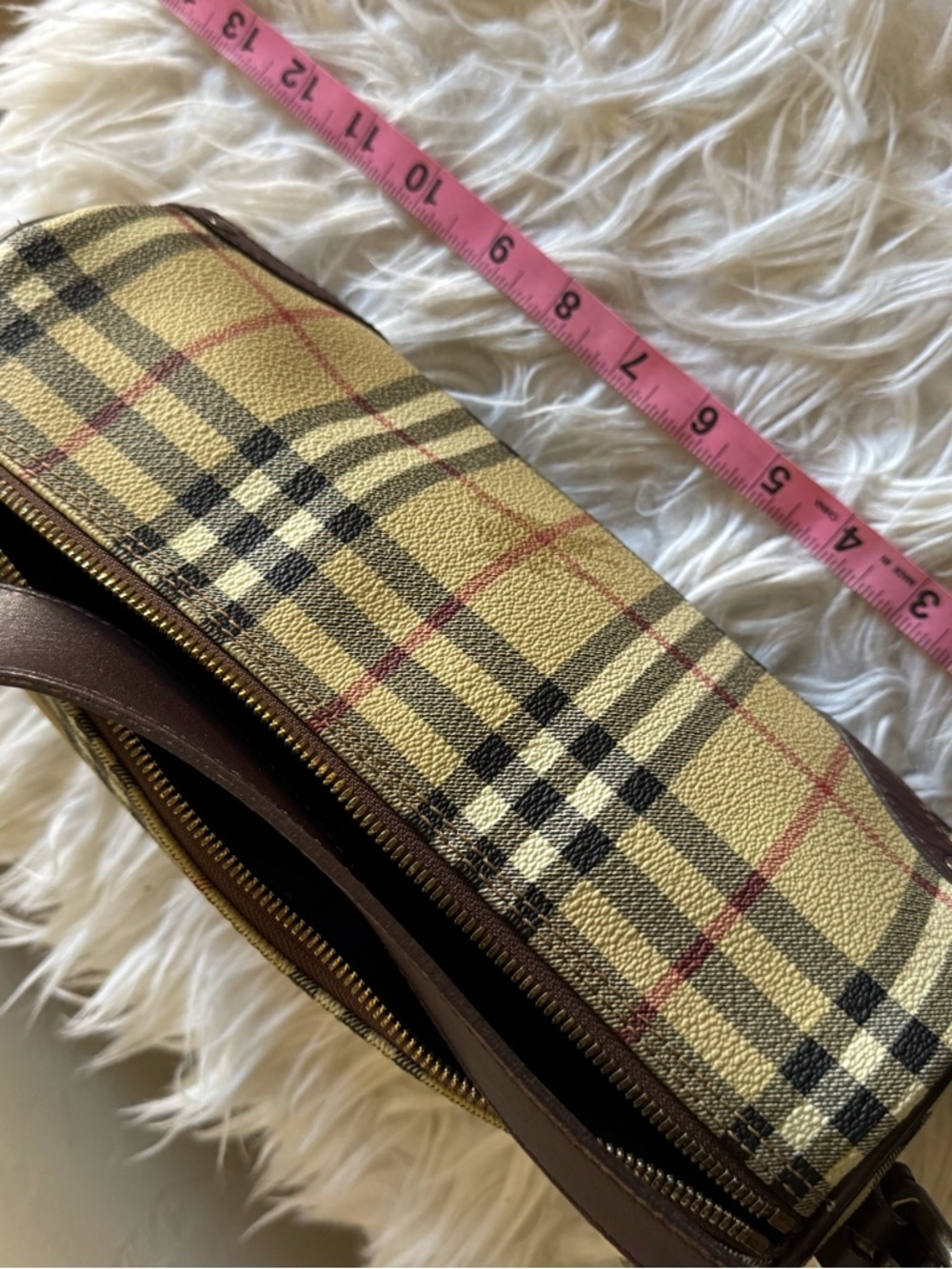 Classic Plaid Barrel Shoulder Bag in Beige and Brown - Picture 10 of 10